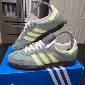 Adidas Samba OG Originals Women's Size 6 Silver Green Legend Ivy Sneakers JI1863
